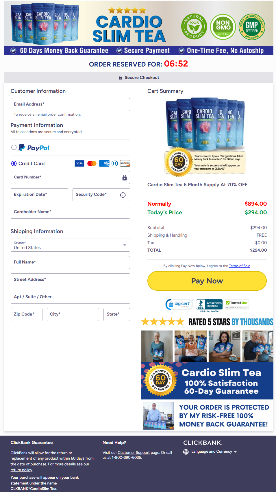 Cardio Slim Tea Official Website Secure Order Page
